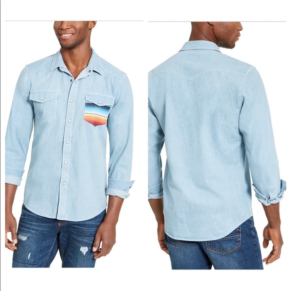 Nwt American Rag Denim Western Snap 